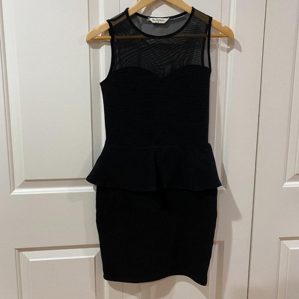 -Miss Selfridge Black Stretchy Mesh Sheer Chic Dress